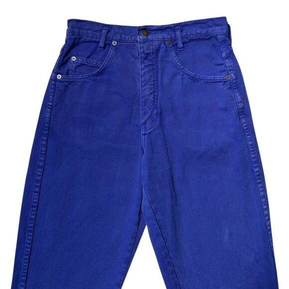 90s vintage highwaisted mom jeans purple high rise tapered western colour wash. - Picture 3 of 5